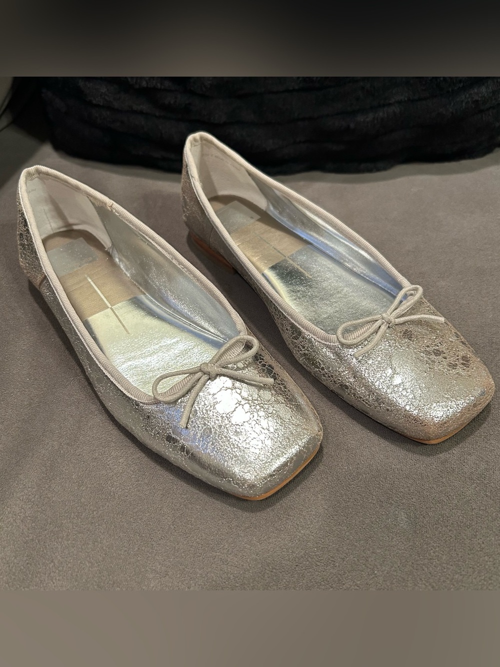 NWOT Dolce Vita Anisa Silver Slip On Square Toe Ballet Flats Women’s Size 8